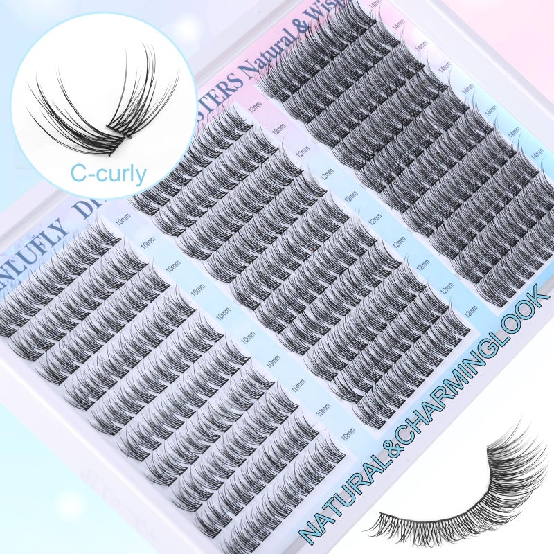 zanlufly Lash Clusters Wispy Eyelash Clusters C-Curly Individual Lashes zanlufly Natural 300Pcs Cluster Lashes Eyelash Extension 10 12 14MM DIY Lash Extension - Image 3