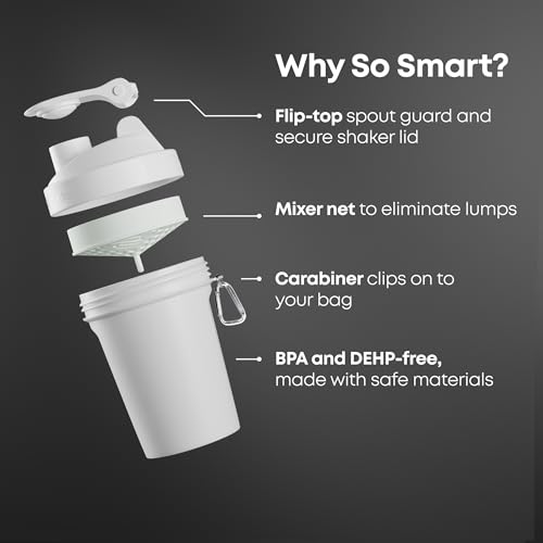 Smartshake Lite 4-Pack Protein Shaker Bottle 400 ml | 13.5 oz - Leakproof Screw-on Lid - BPA Free – Unisex - Mist Grey, Army Green, Black, Navy Blue - Image 2