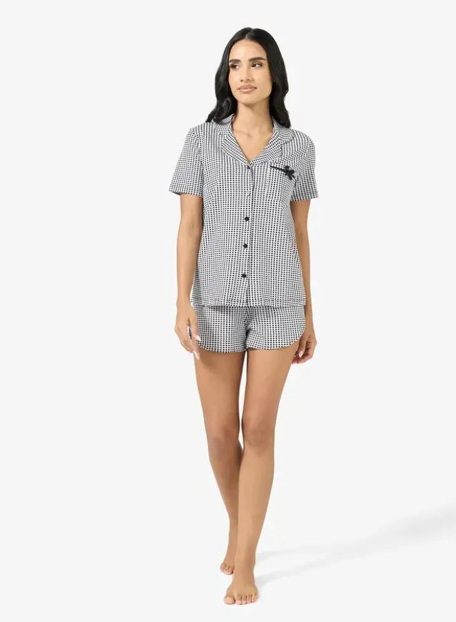Ginger Button Down Gingham Shirt & Short PJ Set