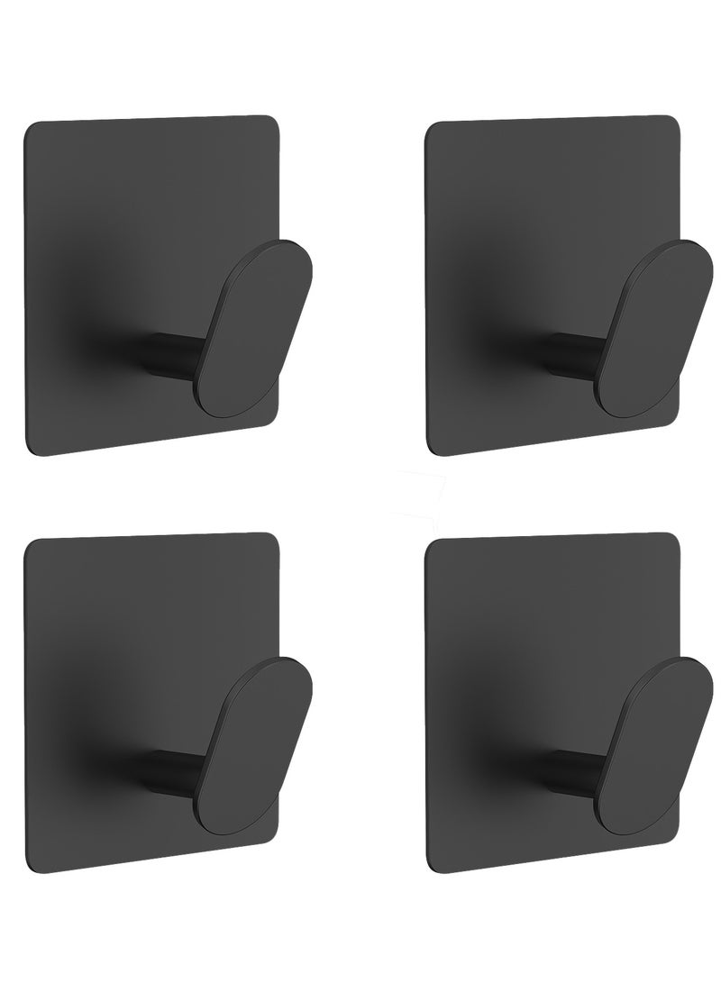 4-Piece Stainless Steel Coat And Robe Hook Black 4.5x4.5x5.5cm  - Image 1