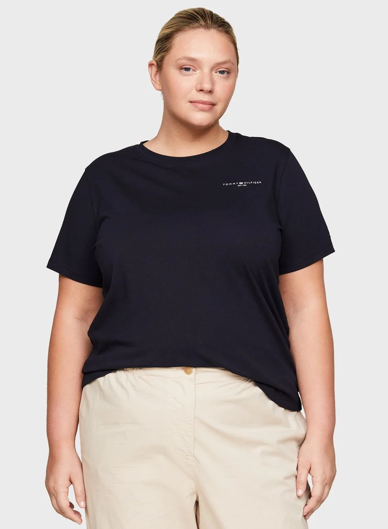Tommy Hilfiger Plus Crew Neck Logo T-Shirt