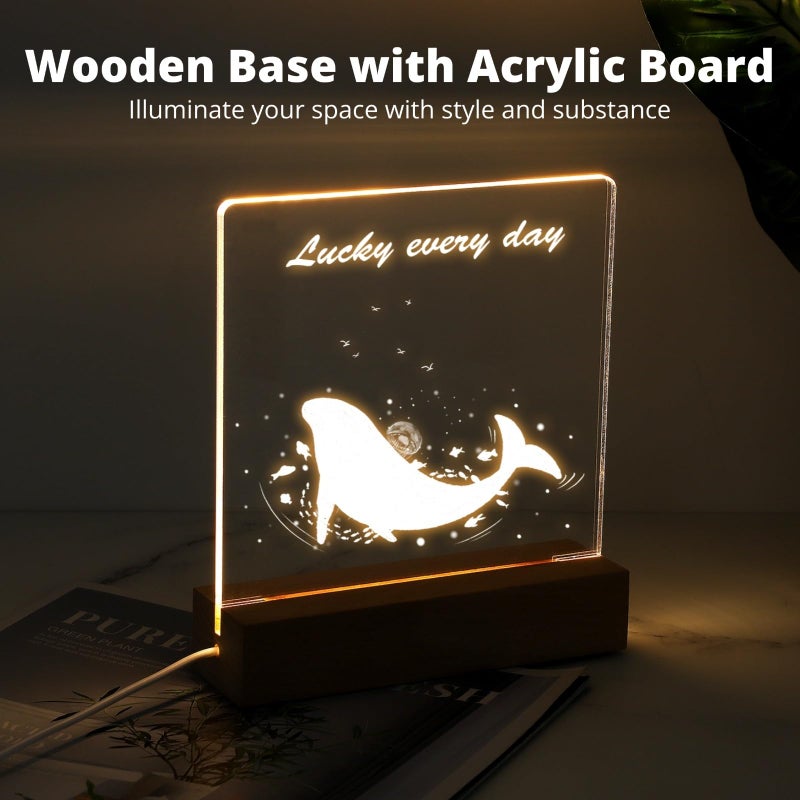 Lnrueg Led Wooden Acrylic Light Base and Blanks (12) - 7'' Led Acrylic Night Lights with USB Cables - Image 3