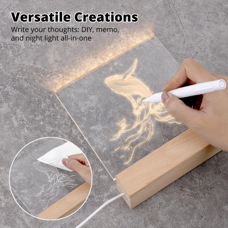 Lnrueg Led Wooden Acrylic Light Base and Blanks (12) - 7'' Led Acrylic Night Lights with USB Cables - Image 5