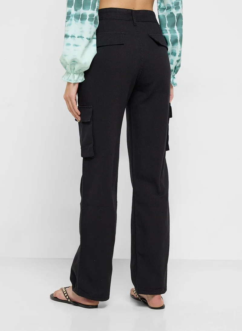 Ginger BLACK High Rise Straight Fit Jeans for Women | Best Price UAE