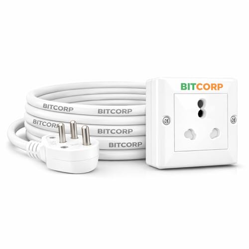 BITCORP 16A Power Extension Board with 1 Socket, 2500W, 20 Meter 1.5mm Electric Cord for Computer, Refrigerator, AC, TV, Home and Office Appliances - Image 1