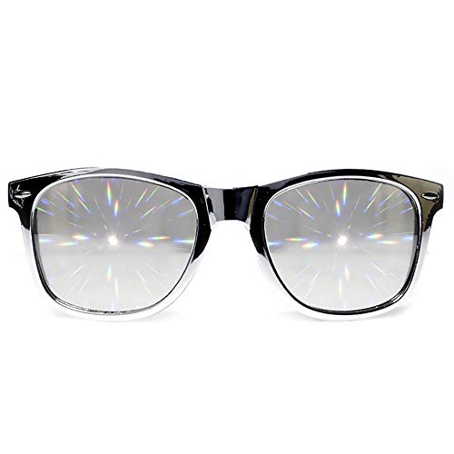 GloFX Chrome Diffraction Glasses – Silver Mirror - Rave Rainbow EDM Diffraction Chrome Silver - Image 1