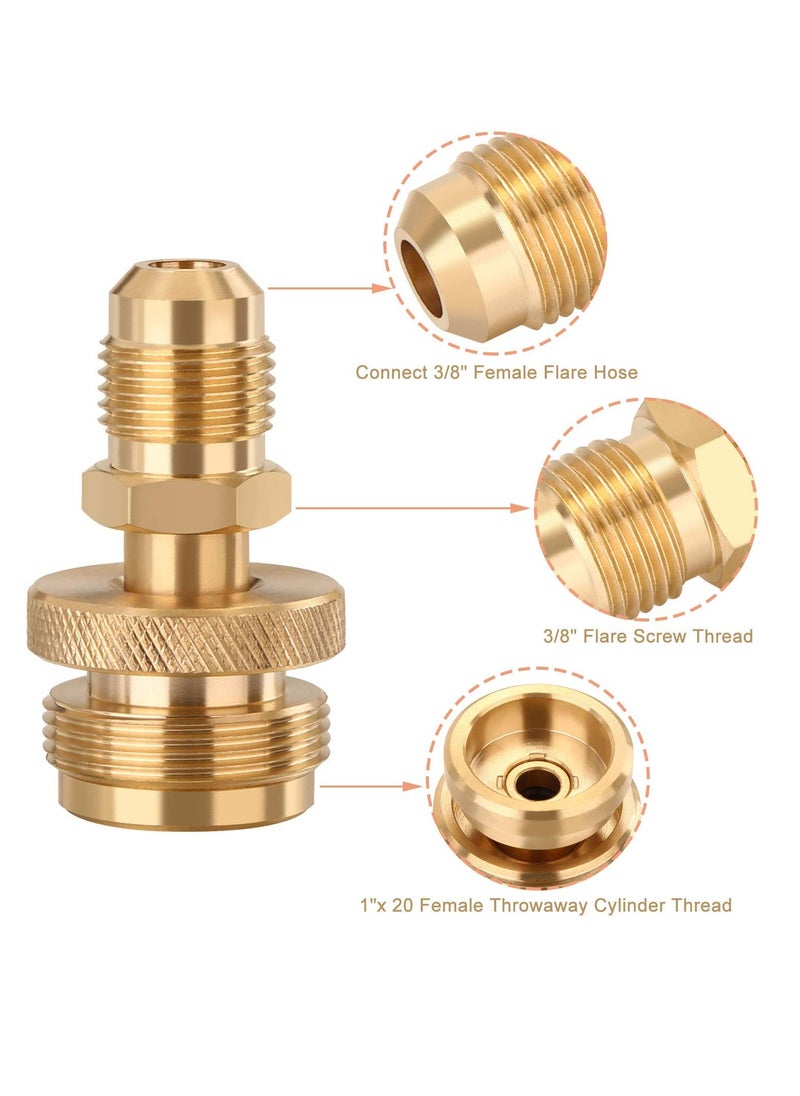 Generic - 1LB Portable Propane Tank Cansiter Regulator Adapter Connection to 3/8" Male Flare (5/8"-18UNF) Thread, Portable Camping Grill Stove Parts for Heaters, Burner, Cooker, Fire Pit Parts - Image 1