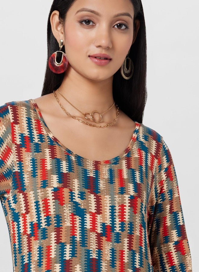 Biba بيبا نساء مطبوعة مزيج ومطابقة (شتاء W1805_بيج بني_38) - Image 4