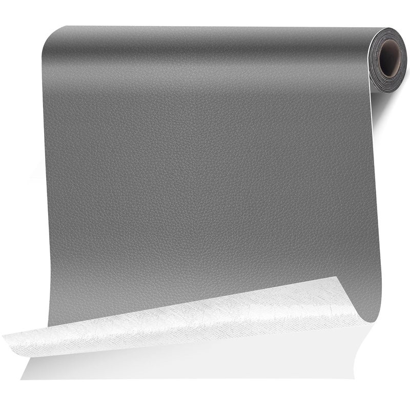 Cahomo Leather Repair Tape Patch, 35.4" x 79" Self Adhesive Leather Patches for Furniture,Vinyl Repair Kit for Car Seat, Couch, Chairs, Boat Seat, Sofa Dark Grey - Image 1