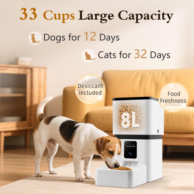 Yakry Automatic Dog Feeder with Camera WiFi: 33 Cups 5G App Control Easy Setup Cat Food Dispenser - HD 1080P Video Recording Timed Pet Feeder for Cat Dog Small-Pet - Image 2