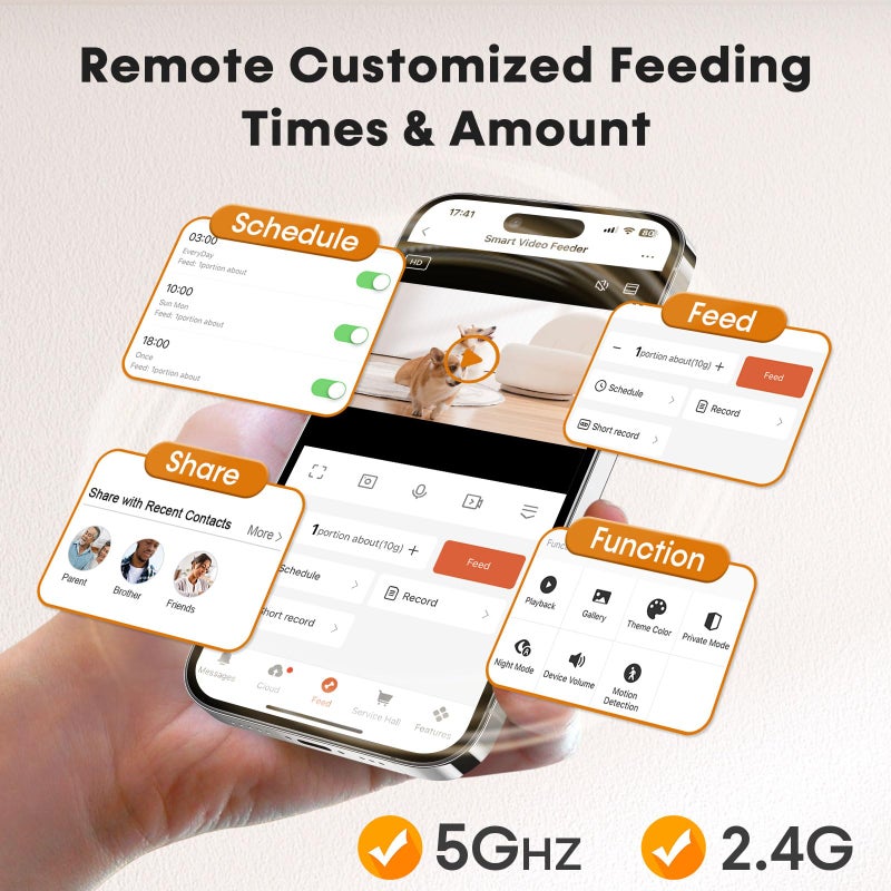 Yakry Automatic Dog Feeder with Camera WiFi: 33 Cups 5G App Control Easy Setup Cat Food Dispenser - HD 1080P Video Recording Timed Pet Feeder for Cat Dog Small-Pet - Image 4