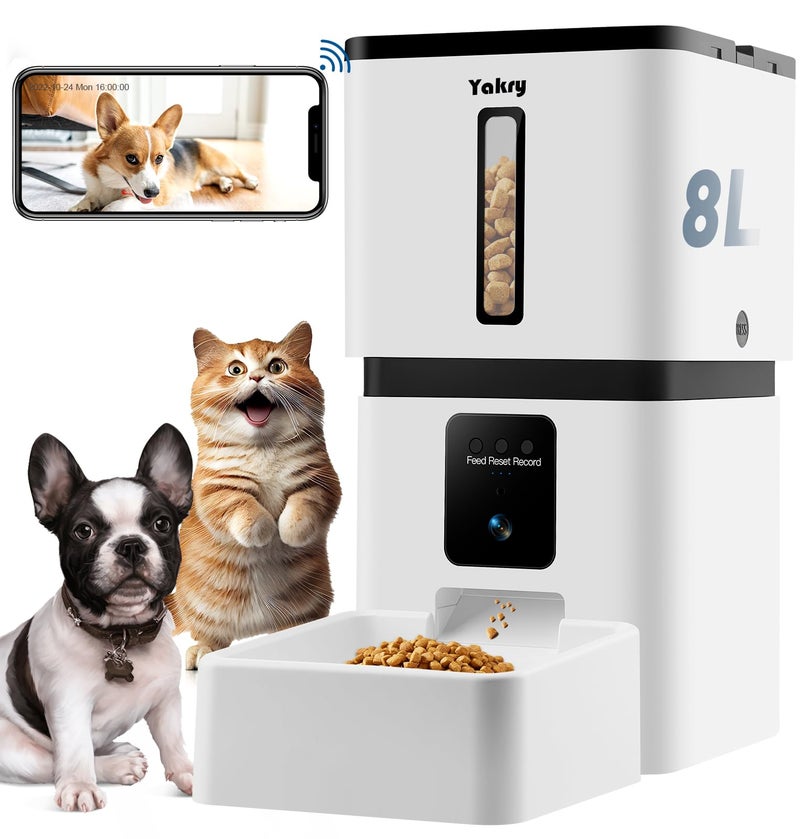 Yakry Automatic Dog Feeder with Camera WiFi: 33 Cups 5G App Control Easy Setup Cat Food Dispenser - HD 1080P Video Recording Timed Pet Feeder for Cat Dog Small-Pet - Image 1