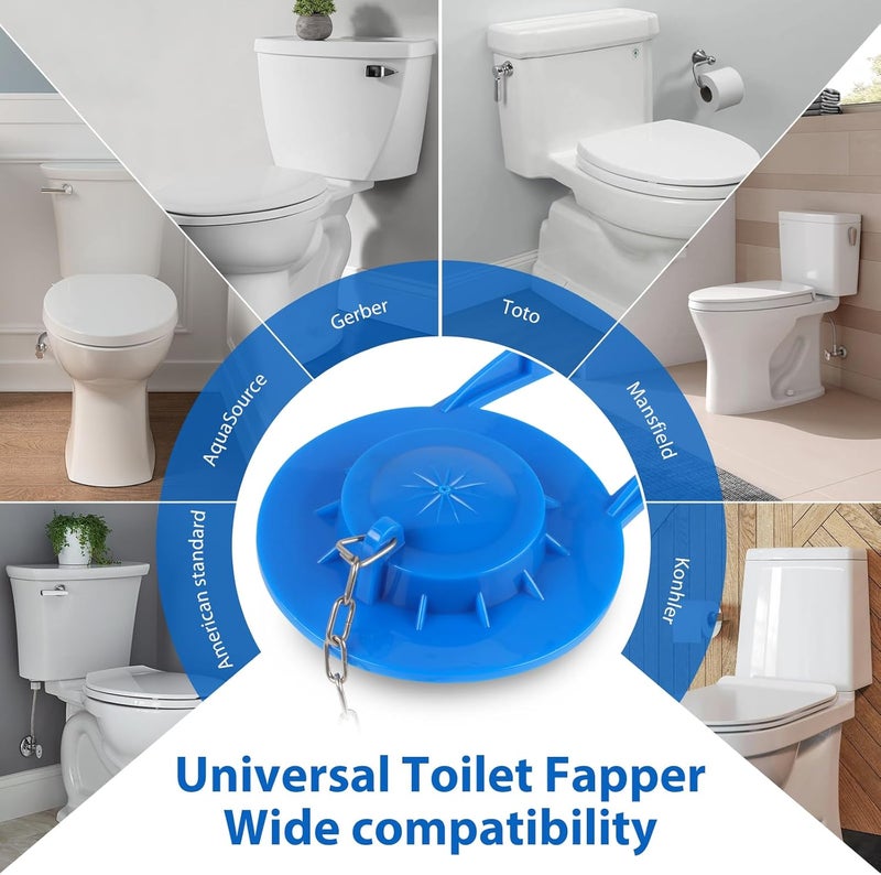 SooDeei 2 Inch Toilet Flapper Replacement Kit - Universal Toilet Stopper Flappers, Durable Toilet Flap with Adjustable Steel Chain, Toilet Tank Flapper Suitable for Various Toilet Cap Types, Easy to Replace - Image 5