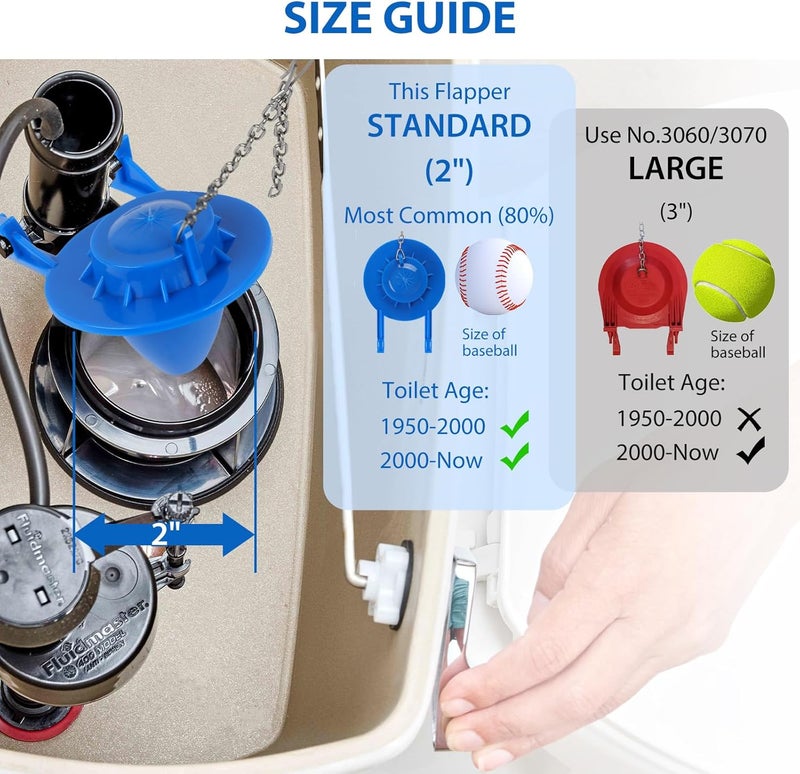 SooDeei 2 Inch Toilet Flapper Replacement Kit - Universal Toilet Stopper Flappers, Durable Toilet Flap with Adjustable Steel Chain, Toilet Tank Flapper Suitable for Various Toilet Cap Types, Easy to Replace - Image 4