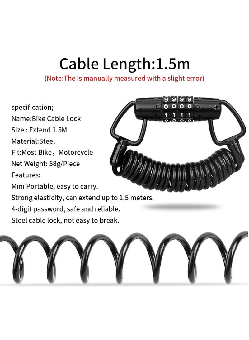 كابتن تيك 2 Pcs Bicycle Password Lock, Bike Cable Lock, 4-Digit Password Cable Lock, Combination Password Anti-theft Lock for Bicycle/Motorcycle/Scooter/Helmet - Image 2