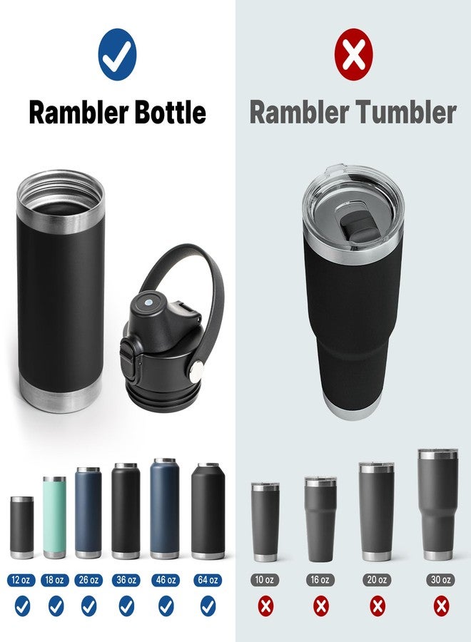 Diumepo Auto Spout Lid for Yeti Rambler 12/18/26/36/64 oz Water Bottle, Replacement Lids for YETI Rambler Bottle Chug Cap with Flexible Handle, BPA Free (Black) - Image 2