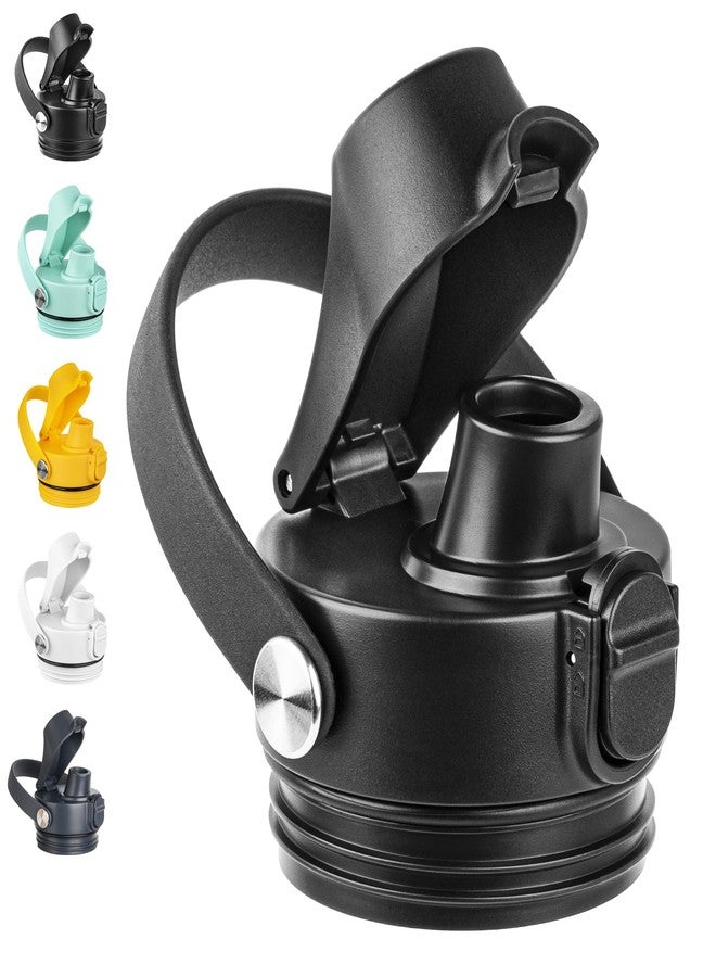 Diumepo Auto Spout Lid for Yeti Rambler 12/18/26/36/64 oz Water Bottle, Replacement Lids for YETI Rambler Bottle Chug Cap with Flexible Handle, BPA Free (Black) - Image 1