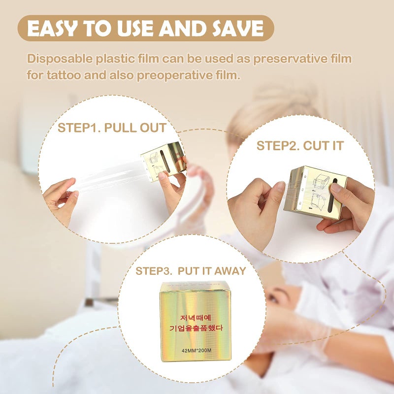 G2PLUS 3 Pack Disposable Eyebrow Plastic Wrap Preservative Film, Makeup Supplies Wrap Cover Tape Roll - 600 Meters - Image 2