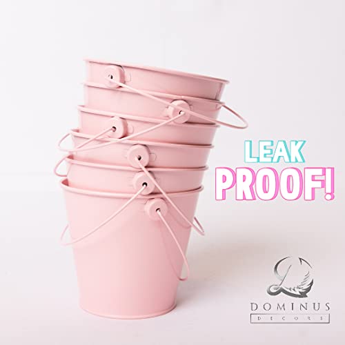 Dominus Decors 6 Pack Small Pink Metal Buckets with Handle – Galvanized Leak Proof and Rust Resistant Multifunction for Party Favors, Organization, School events, Weddings, Garden - 20 FL oz Capacity - Image 3