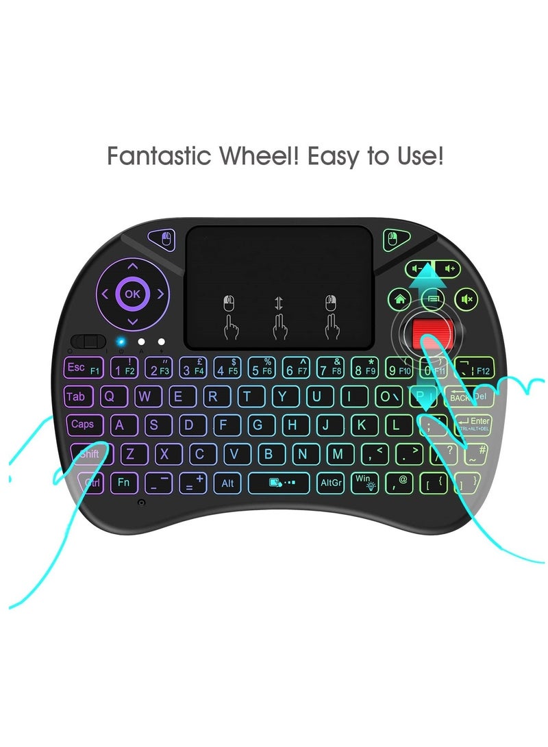 SYOSI Mini Wireless Keyboard with Touch Pad Mouse, Mini Wireless Keyboard and Mouse Set with Scroll Button/Handheld Remote/LED Backlit for PC/Laptop/Smart TV/Raspberry Pi/KODI/Android TV Box/HTPC/Windows - Image 3
