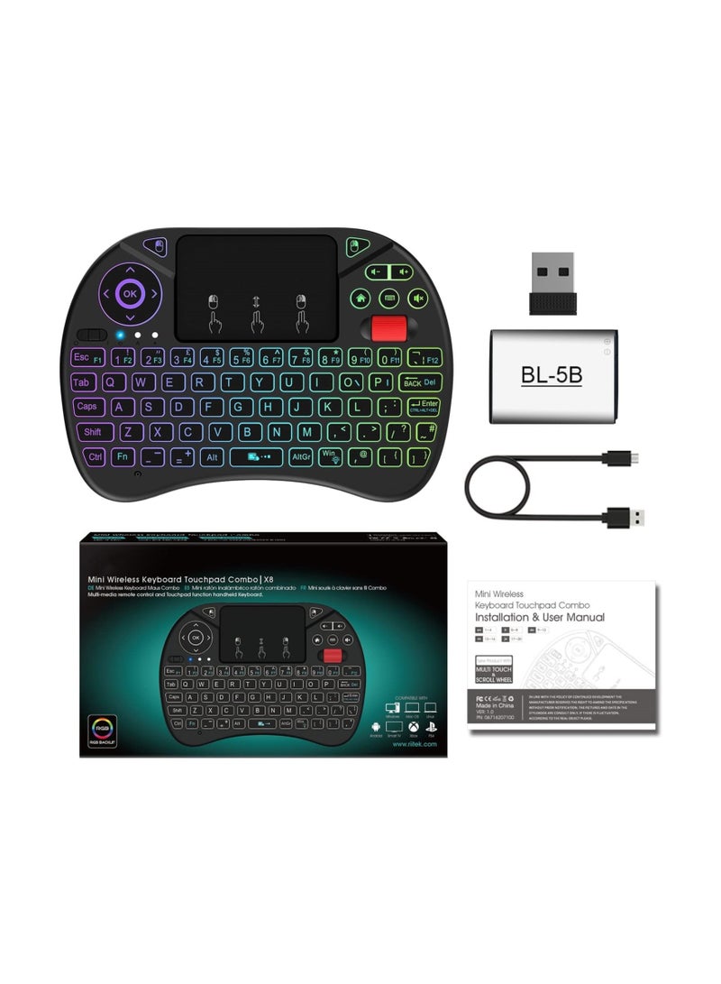 SYOSI Mini Wireless Keyboard with Touch Pad Mouse, Mini Wireless Keyboard and Mouse Set with Scroll Button/Handheld Remote/LED Backlit for PC/Laptop/Smart TV/Raspberry Pi/KODI/Android TV Box/HTPC/Windows - Image 5