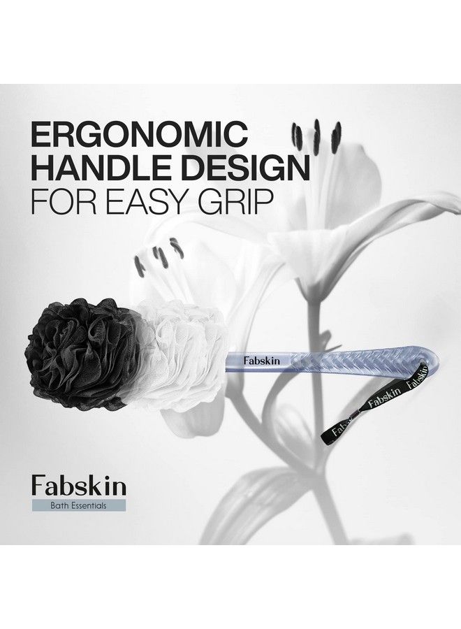 Fabskin فرشاة استحمام للجسم لوفا للرجال والنساء بمقبض طويل ؛ فرشاة استحمام للجسم ؛ مكشطة ظهر للاستحمام ؛ مصنوعة في الهند (أسود) - Image 4
