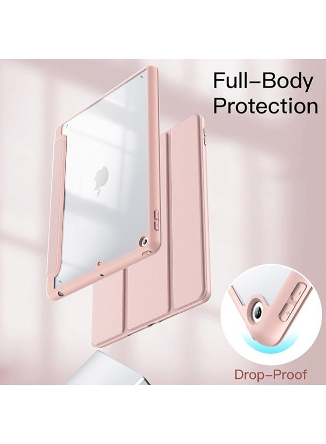 جراب لجهاز iPad 9.7 بوصة 2018/2017 (الجيل السادس والخامس) مع حامل قلم، جراب iPad Air 1 /Air 2 جراب خلفي مرن رفيع وواقي شفاف (وردي) - Image 5