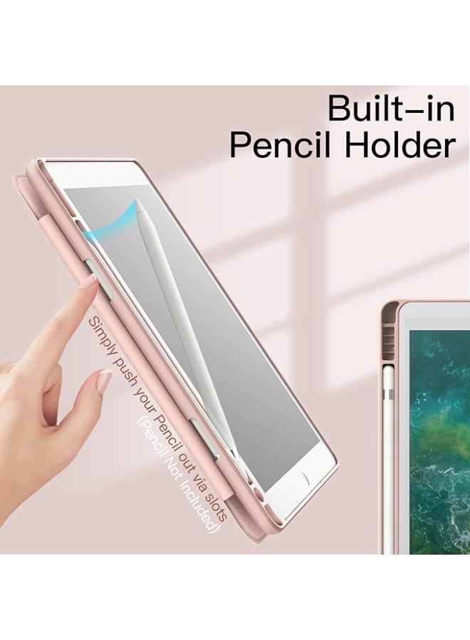 جراب لجهاز iPad 9.7 بوصة 2018/2017 (الجيل السادس والخامس) مع حامل قلم، جراب iPad Air 1 /Air 2 جراب خلفي مرن رفيع وواقي شفاف (وردي) - Image 4