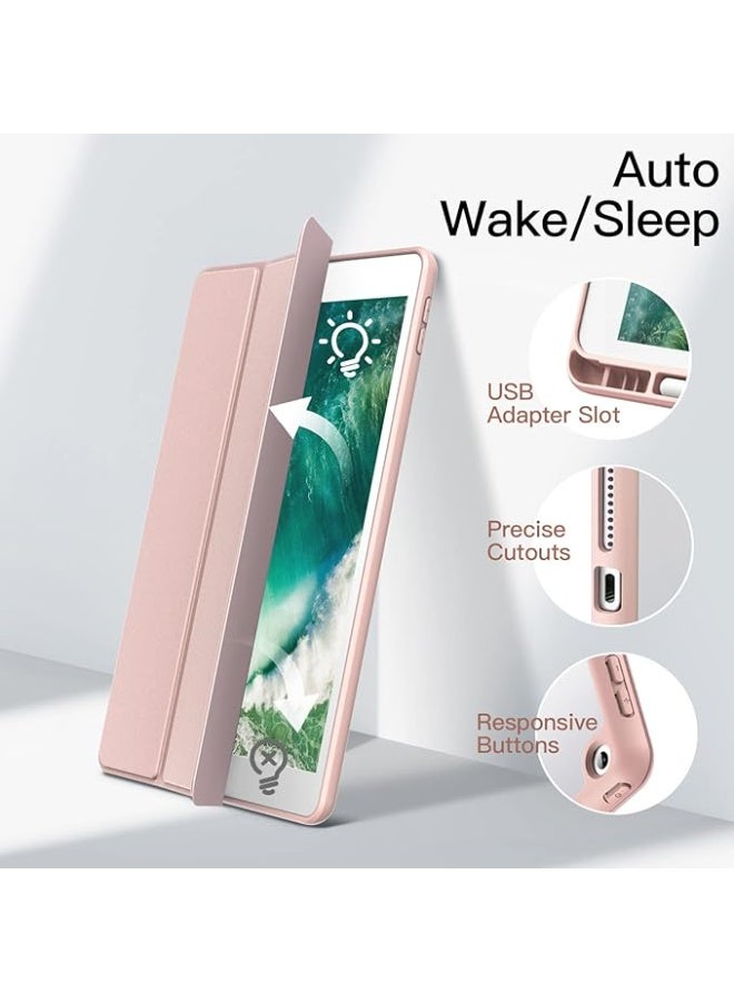 جراب لجهاز iPad 9.7 بوصة 2018/2017 (الجيل السادس والخامس) مع حامل قلم، جراب iPad Air 1 /Air 2 جراب خلفي مرن رفيع وواقي شفاف (وردي) - Image 2