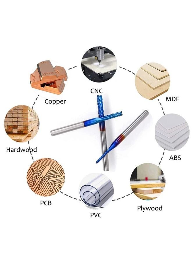 10Pcs Blue Coated Tungsten Steel End Mills CNC Router Bits 1 2MM Cutter Milling Carving Bit - Image 4