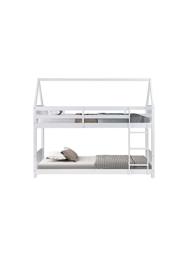 DANUBE HOME Danube Home Derby House 90X200 Solidwood Bunk Bed Sturdy Modern Design Wooden Single Bed Frame Furniture Quiet & Comfortable Bed (Mattress Not Included) Made In Malaysia L210Xw106Xh116Cm-White  - Image 2
