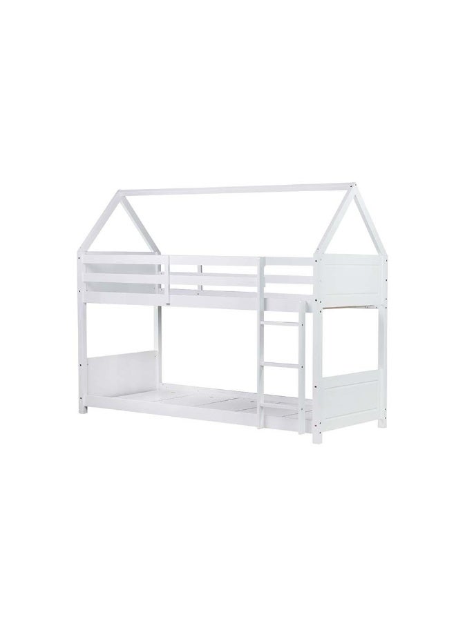 DANUBE HOME Danube Home Derby House 90X200 Solidwood Bunk Bed Sturdy Modern Design Wooden Single Bed Frame Furniture Quiet & Comfortable Bed (Mattress Not Included) Made In Malaysia L210Xw106Xh116Cm-White  - Image 4