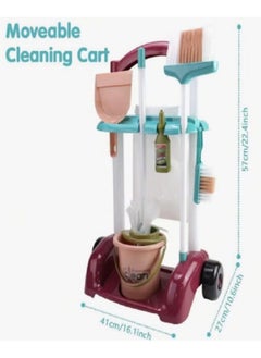 Generic Kids' cleaning trolley set with 13 real pieces for safe and easy help around the house!  - Image 3