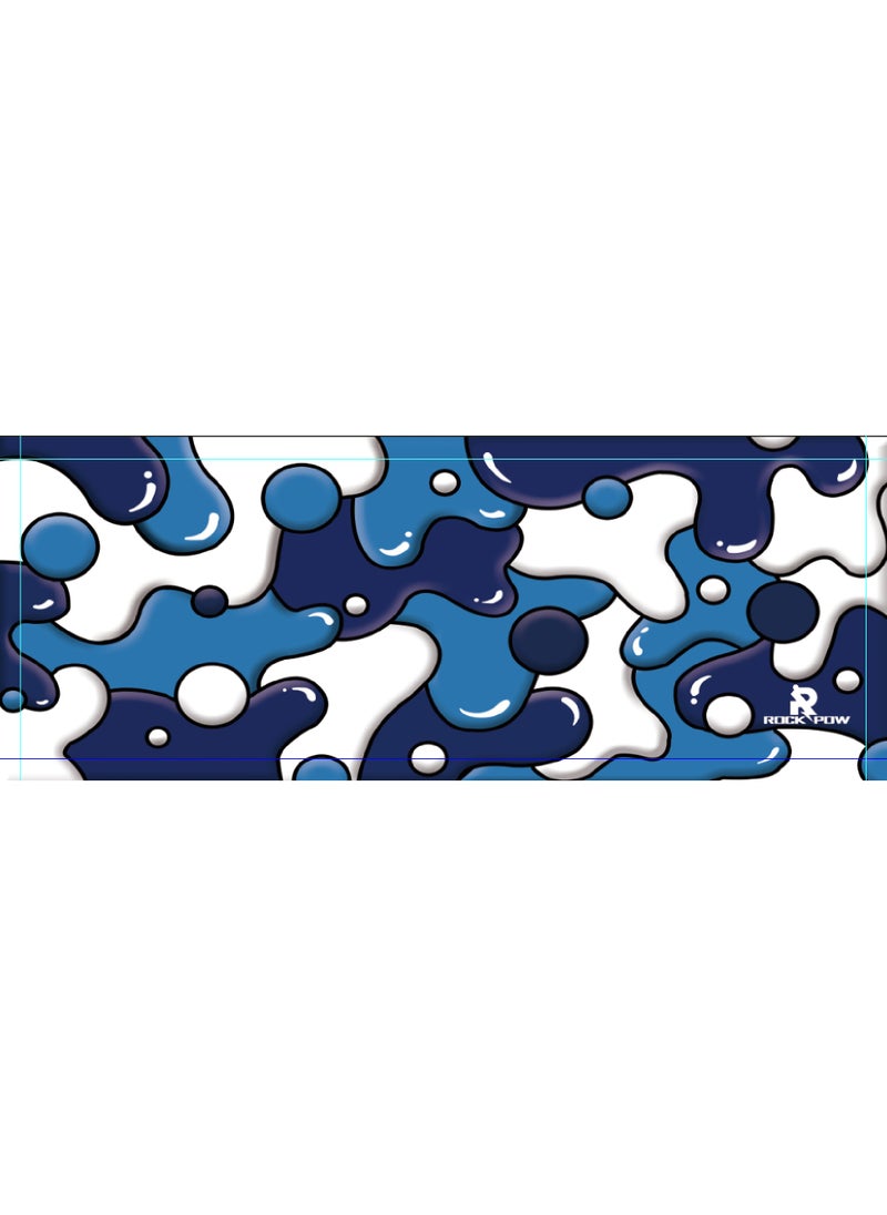 Rock Pow Navy Blue White Mouse Pad Anime Cool Geometric Japanese Extended Desk Mat 80X30 cm Non-Slip Rubber Base Stitched Edge Large XL Mousepad for Desk Gaming Laptop Desktop,31.5×11.8 Inch 