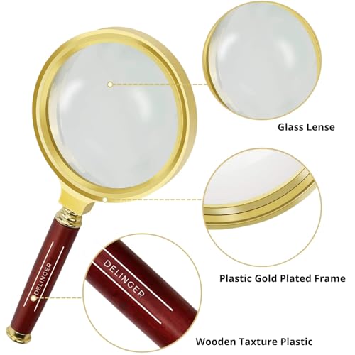 DELINGER Magnifying Lens Detachable Handle Glass Magnifier Hand for Jewelry Loupe, Book and Newspaper Reading (60MM) - Image 5