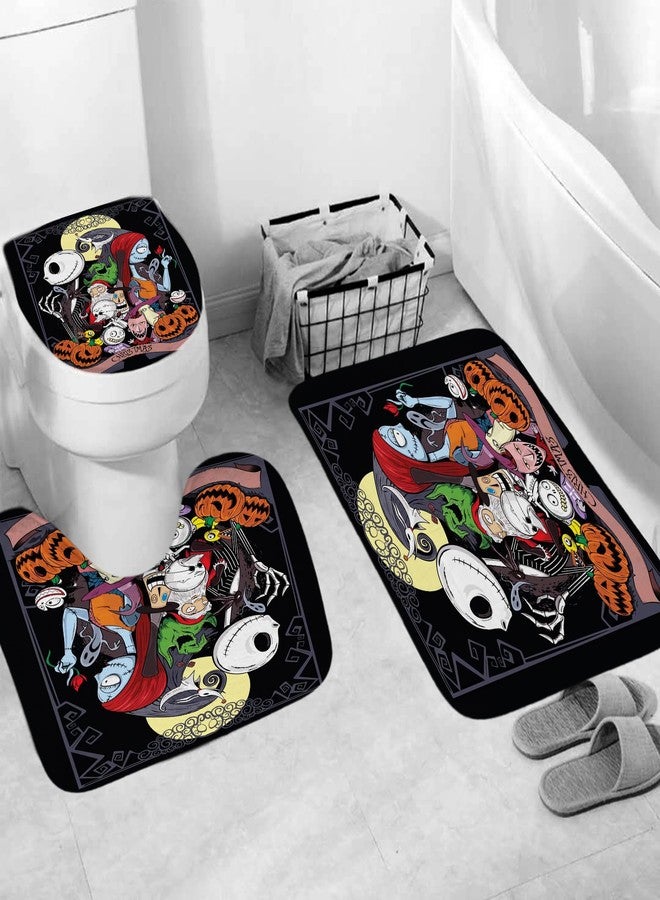 DDS-DUDES 4Pcs Christmas Shower Curtain Sets Kids Bathroom Halloween Christmas Decor with 12 Curtain Hooks for Bathroom, Waterproof 71 x 71 inch D00047 - Image 3