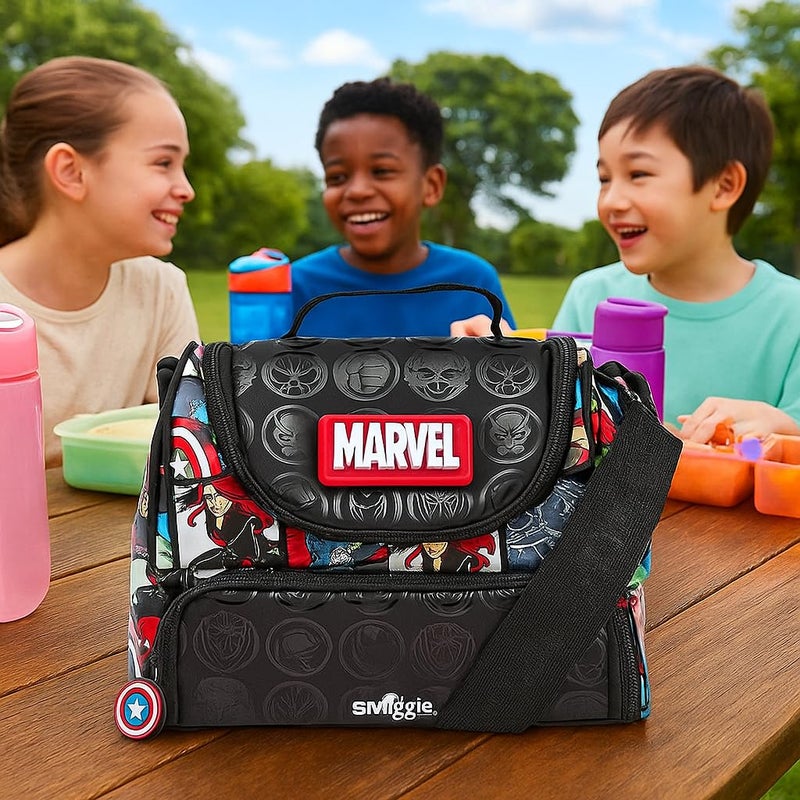 EXILOM Polyester Lunch Bag for Kids,Lunch Bag for Girls Boys,Thermal Insulation Tote Bag for Toddler Teen,School Travel Bag,Water Bottle and Lunch Box Holder with Adjustable Strap (Black) - Image 2