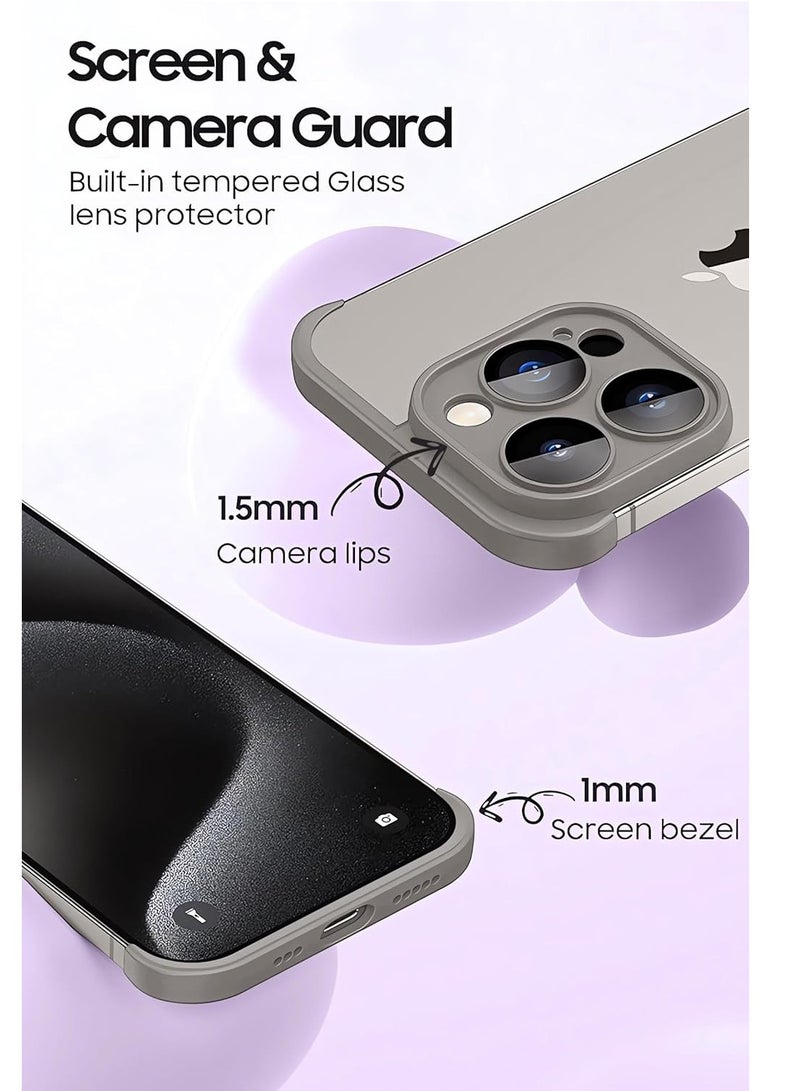 KASTWAVE iPhone Case TPU Bumper, Compatible for iPhone 15 Pro Case with Thin Lens Protection Case, Frameless Four Corner Fall Protection Mat, Slim Shockproof Soft TPU Silicone Cover, Gray, 1Pcs - Image 3