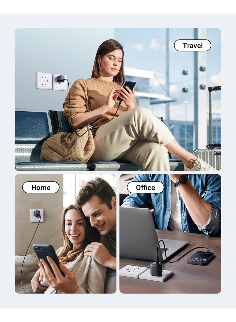 VOLTME 30W GaN Fast Wall Charger with USB C Port and 1.2m Type C to Type C Cable (3A) - Supports PD 3.0, QC 4.0, and PPS for Ultra-Fast Charging - Compatible with iPhone Air, iPhone 17/17 Pro/17 Pro Max, 16/15/14/13/12, iPad Pro/Air, MacBook Air, Samsung Galaxy S25/S24/S23, Google Pixel 9/8/7, Nintendo Switch, and More - Safe, Durable, and Perfect for Travel - Black - Image 4