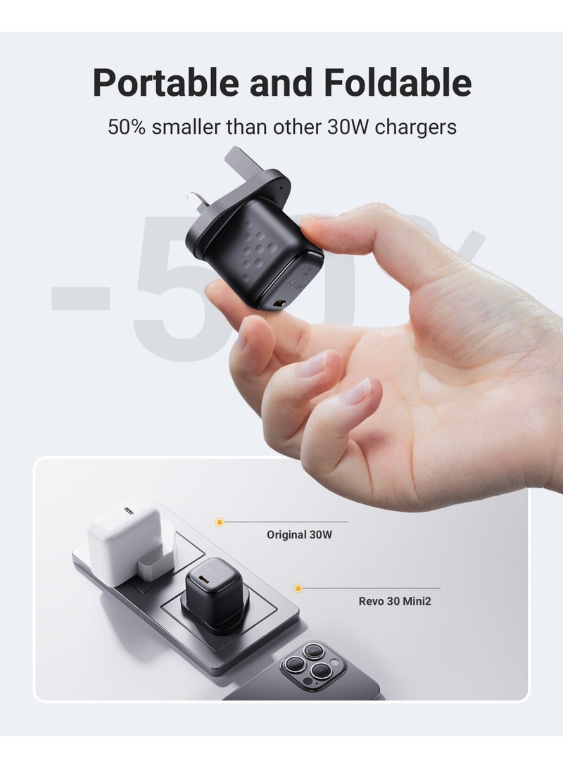 VOLTME 30W GaN USB-C Fast Charger with 1.2m Type-C Cable 60W, PD 3.0 & PPS Wall Adapter, Compact USB-C Fast Charging Plug for iPhone Air, iPhone 17/17 Pro/17 Pro Max, 16/16 Pro, 15/15 Pro, 14/14 Pro, 13/12 Series, iPad, MacBook Air/Pro, AirPods, Samsung Galaxy S26/S25/S24/S23/S22 Ultra, Google Pixel 9/8/7, Xiaomi 15/14/13/12, OnePlus 12/11, Honor and More, Black - Image 3