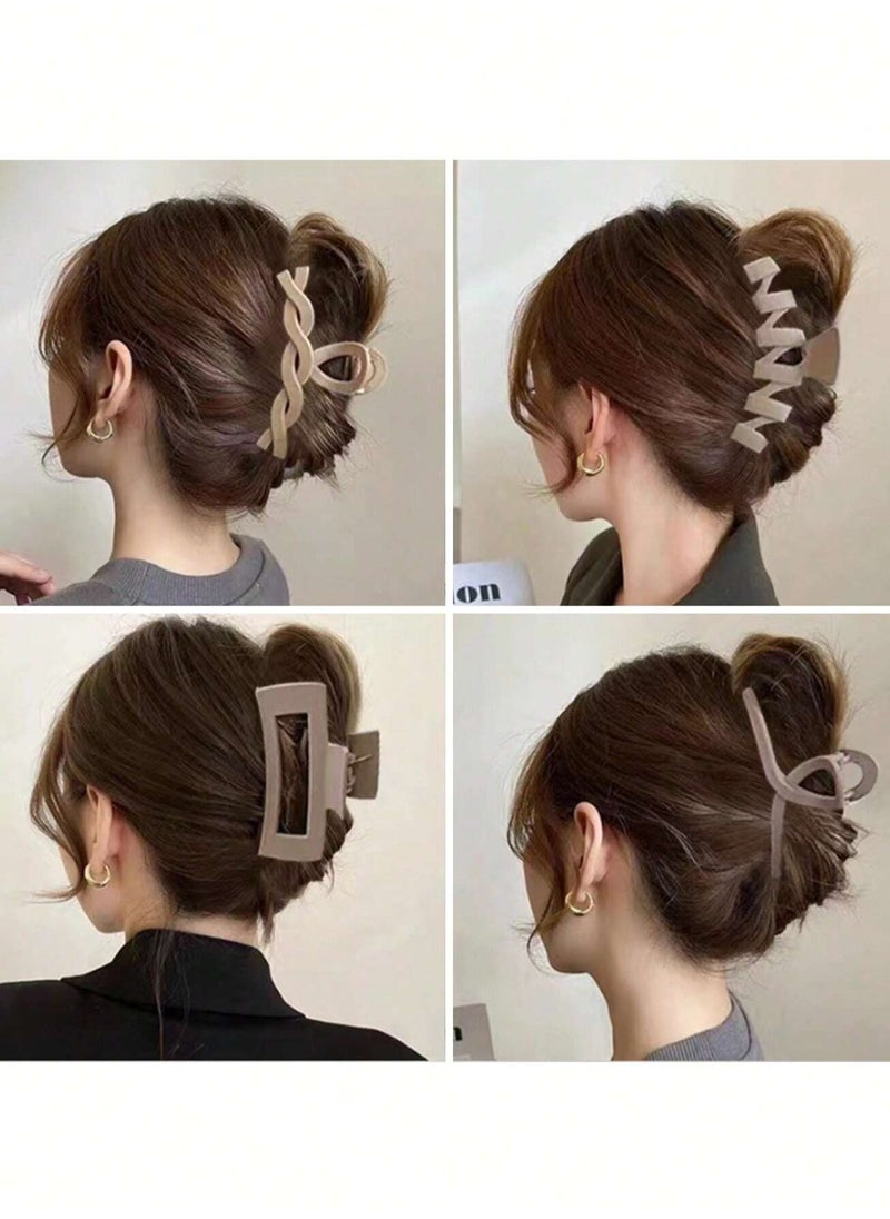KHAJUL 10-Piece Strong Clamp Hair Claw Clip for Women Thin Thick Long Hair Curls,Milk Coffee Color Hair Accessories (Milk +Coffee)  - Image 2