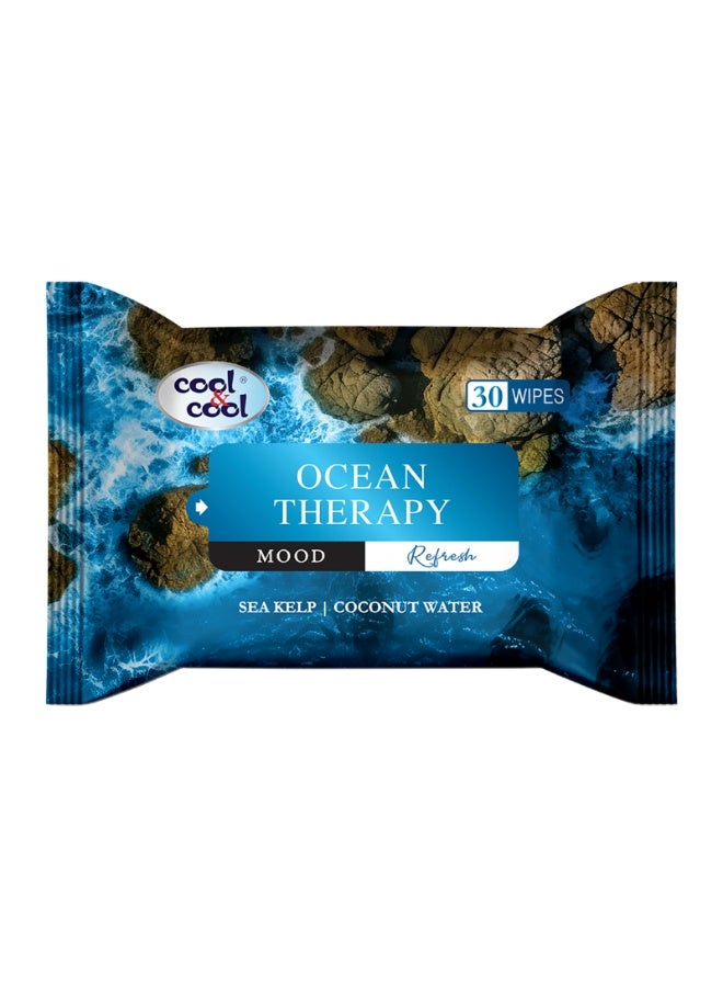 Cool & Cool Ocean Therapy Wipes 30s - Sea Kelp & Coconut Water - Skin Care Moist Wipes for Daily Refresh - Image 1