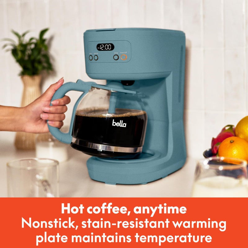 bella 12 Cup Programmable Coffee Marker, Reusable Dishwasher Safe Accessories, Easy LCD diaply, Auto Shutoff, 900 watt, Surf - Image 2