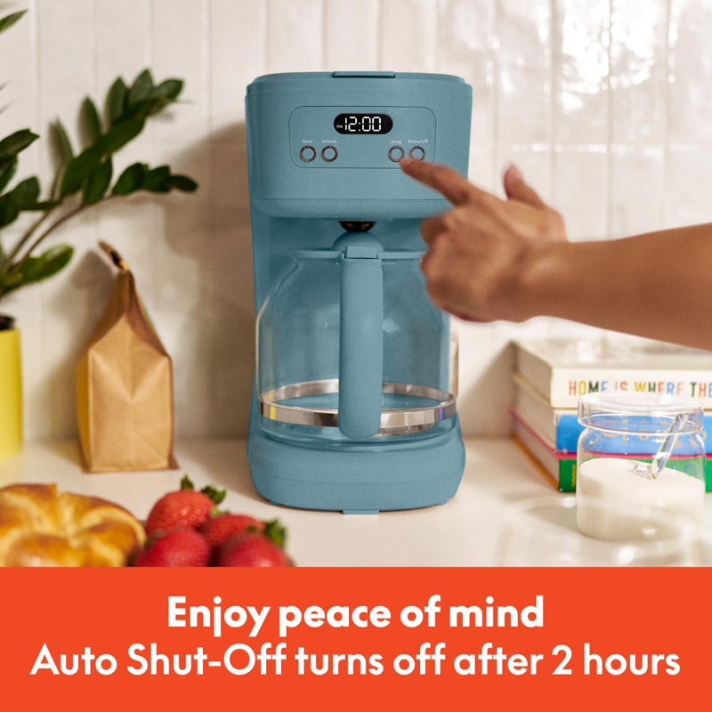 bella 12 Cup Programmable Coffee Marker, Reusable Dishwasher Safe Accessories, Easy LCD diaply, Auto Shutoff, 900 watt, Surf - Image 5