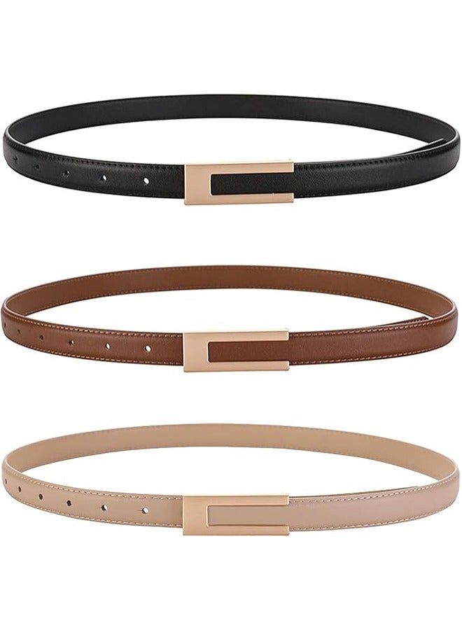 Ladies Adjustable Leather Belts for Women Ladies Belts Retro Vintage Belt Women's Accessories Skinny Belt for Dresse Jeans Buckle Thin Waist Belt Waist Strap Waistband - Image 2