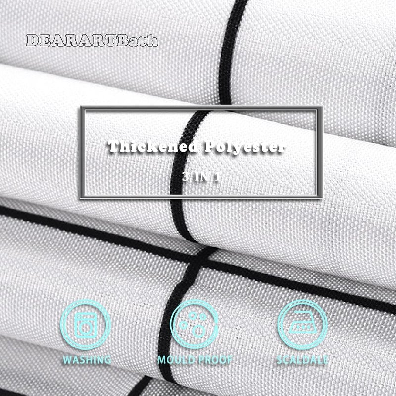 DEARART 180cm(L)*150cm(W) White Grid Shower Curtain, Thicken Polyester Fabric with 12 C-Hooks, Hotel Quality, It's Easy to Install and Machine Washable, - Image 3