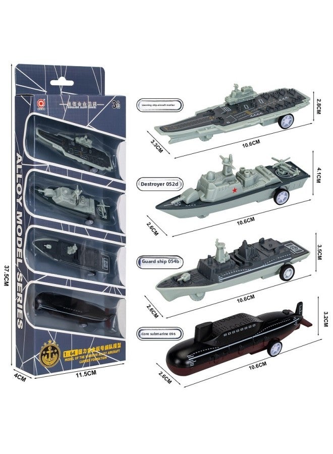 Children Alloy Toy Harmony Series Electric Train Model Magnetic Connection Simulation Backpack Set Kids Aged 4-6-Color:Xt8832-1:64 Aircraft Carrier Model-box  - Image 1