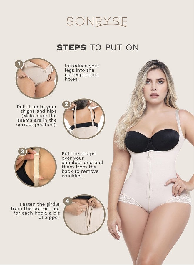 Sonryse Fajas Colombianas Reductoras y Moldeadoras Levanta Cola Posparto Stage 2 Post Surgery Shapewear Bodysuit Beige XS/30 - Image 4