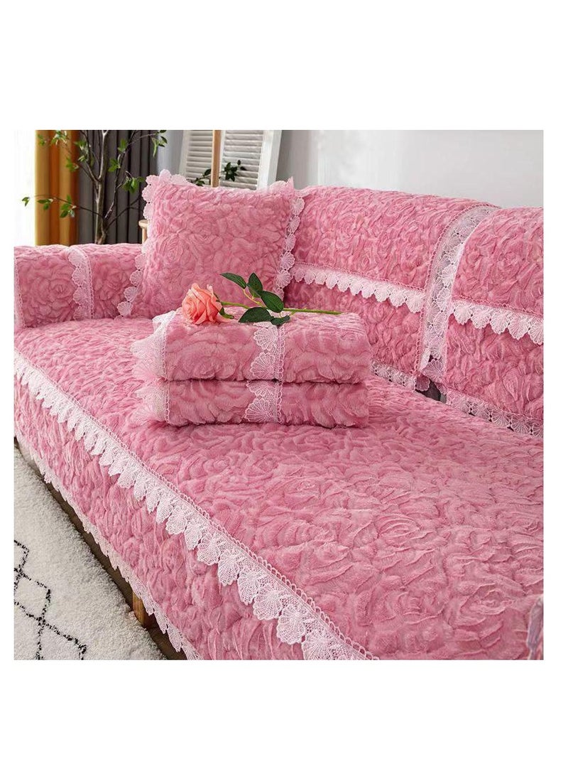 دافئ SofaTopper سميكة أفخم أريكة منشفة عدم الانزلاق غطاء أريكة قطيفة الاقسام L على شكل غطاء أريكة 210*90 سنتيمتر الوردي - Image 1