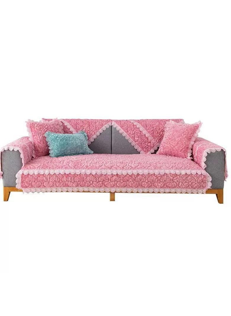 دافئ SofaTopper سميكة أفخم أريكة منشفة عدم الانزلاق غطاء أريكة قطيفة الاقسام L على شكل غطاء أريكة 210*90 سنتيمتر الوردي - Image 2